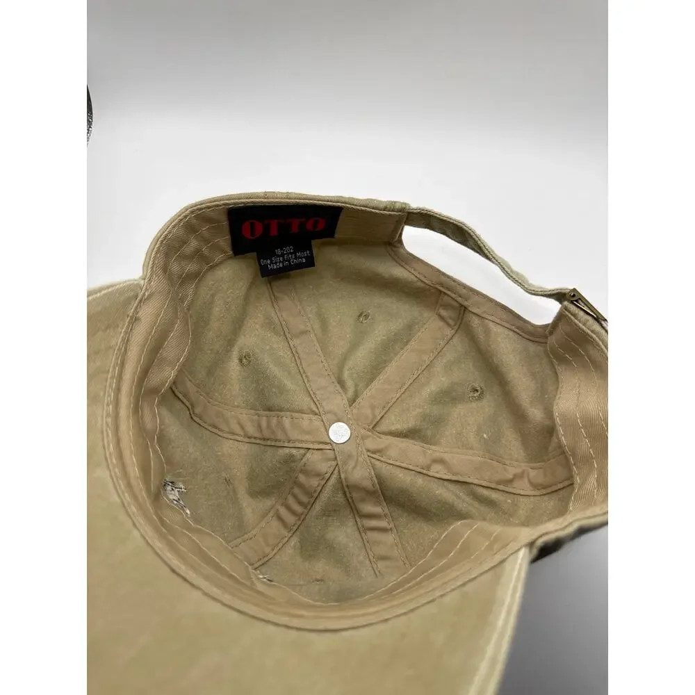 Catalina Island OTTO Adjustable Baseball Hat Cap Khaki Embroidered Brass Buckle